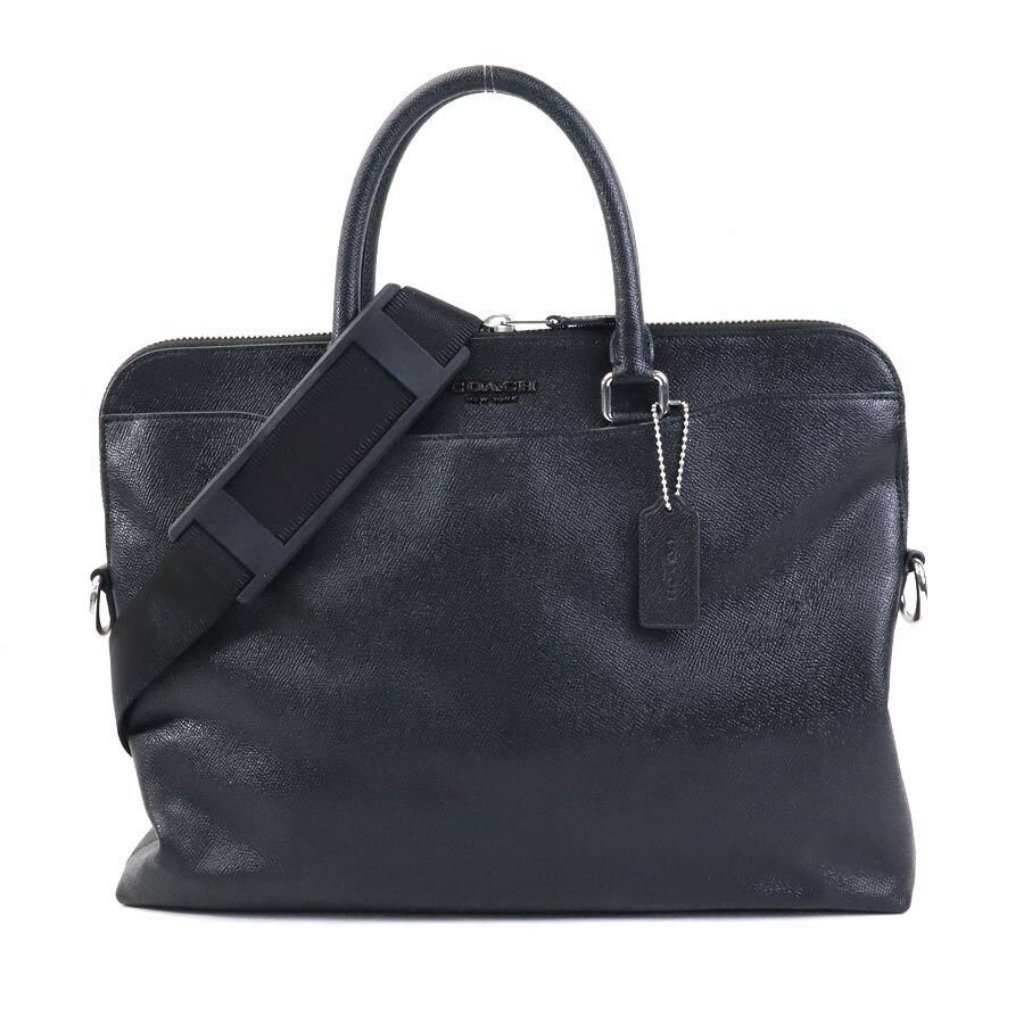 Auth Coach Handbag Shoulder Bag Business Bag Black Leather  55838k